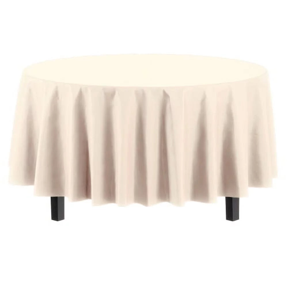 Ivory Round Plastic Table Covers | 48 Count