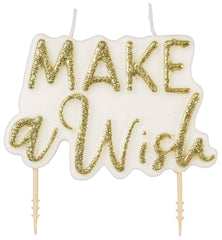 "Make a Wish" Glitter Wax Candle, White/Gold, 3-inch - Pack of 6