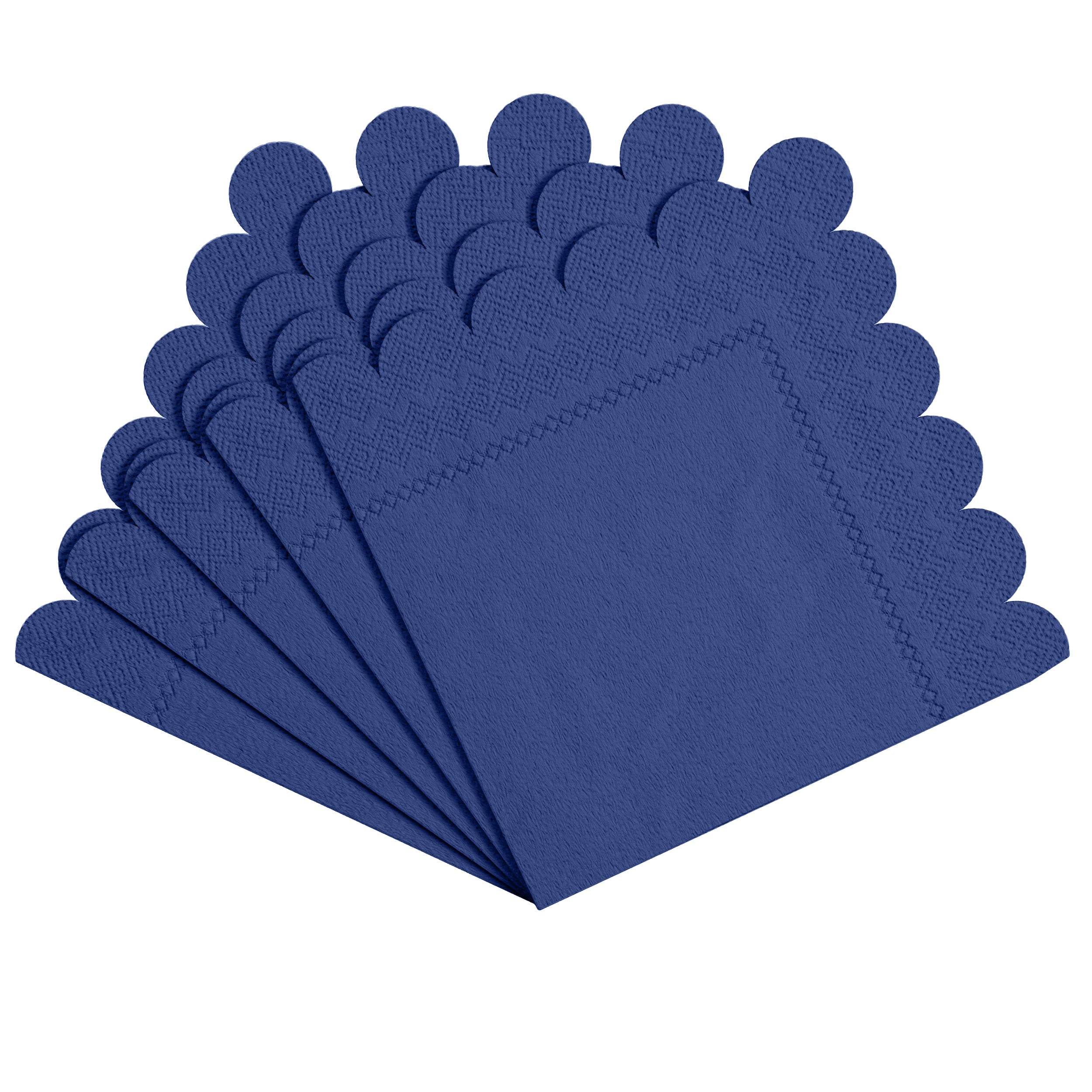 Navy Scallop Beverage Napkins | 100 Count