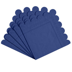 Navy Scallop Beverage Napkins | 100 Count