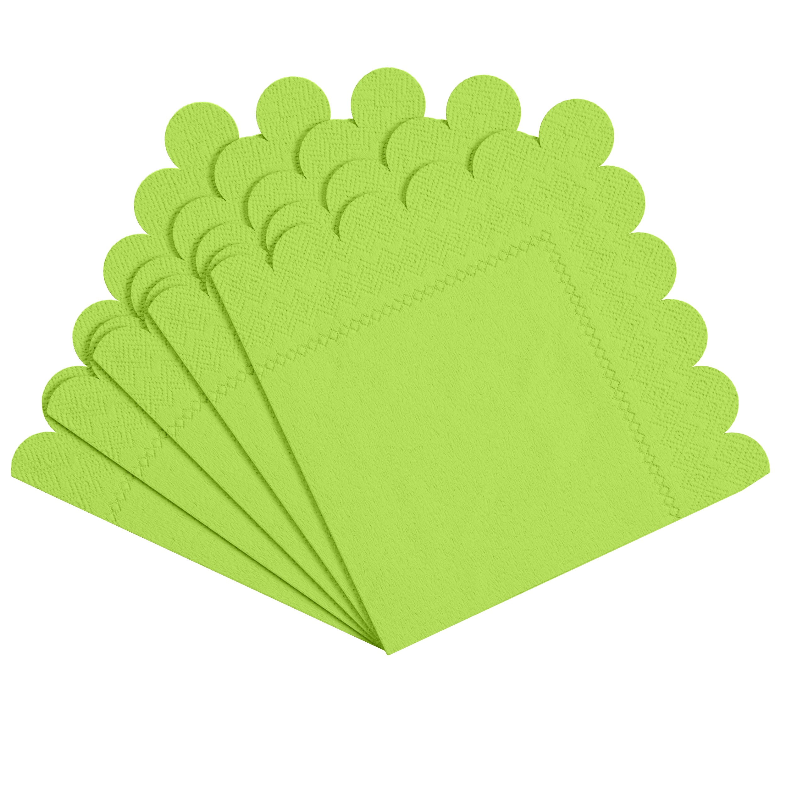 Lime Green Scallop Beverage Napkins | 100 Count