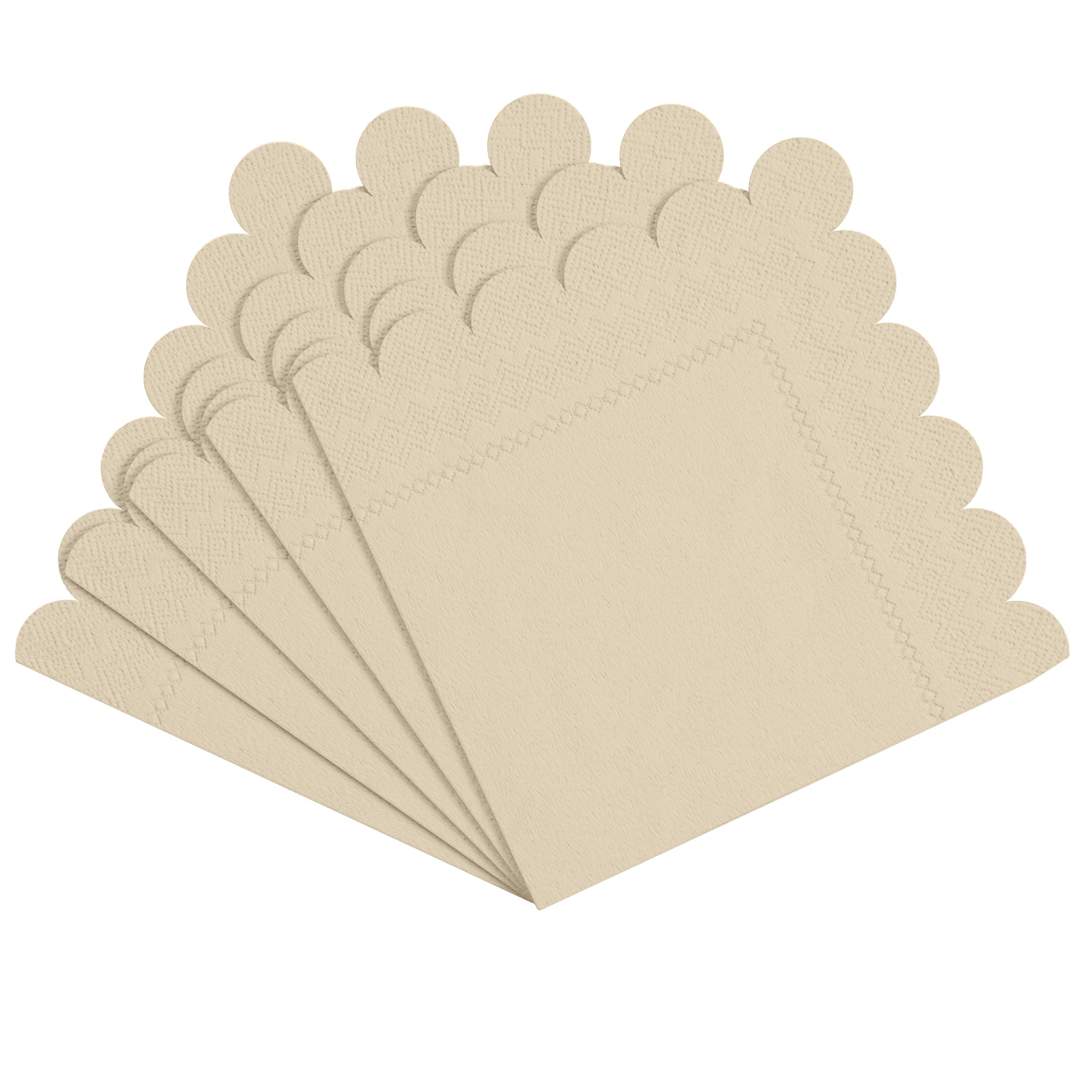 Ivory Scallop Beverage Napkins | 100 Count