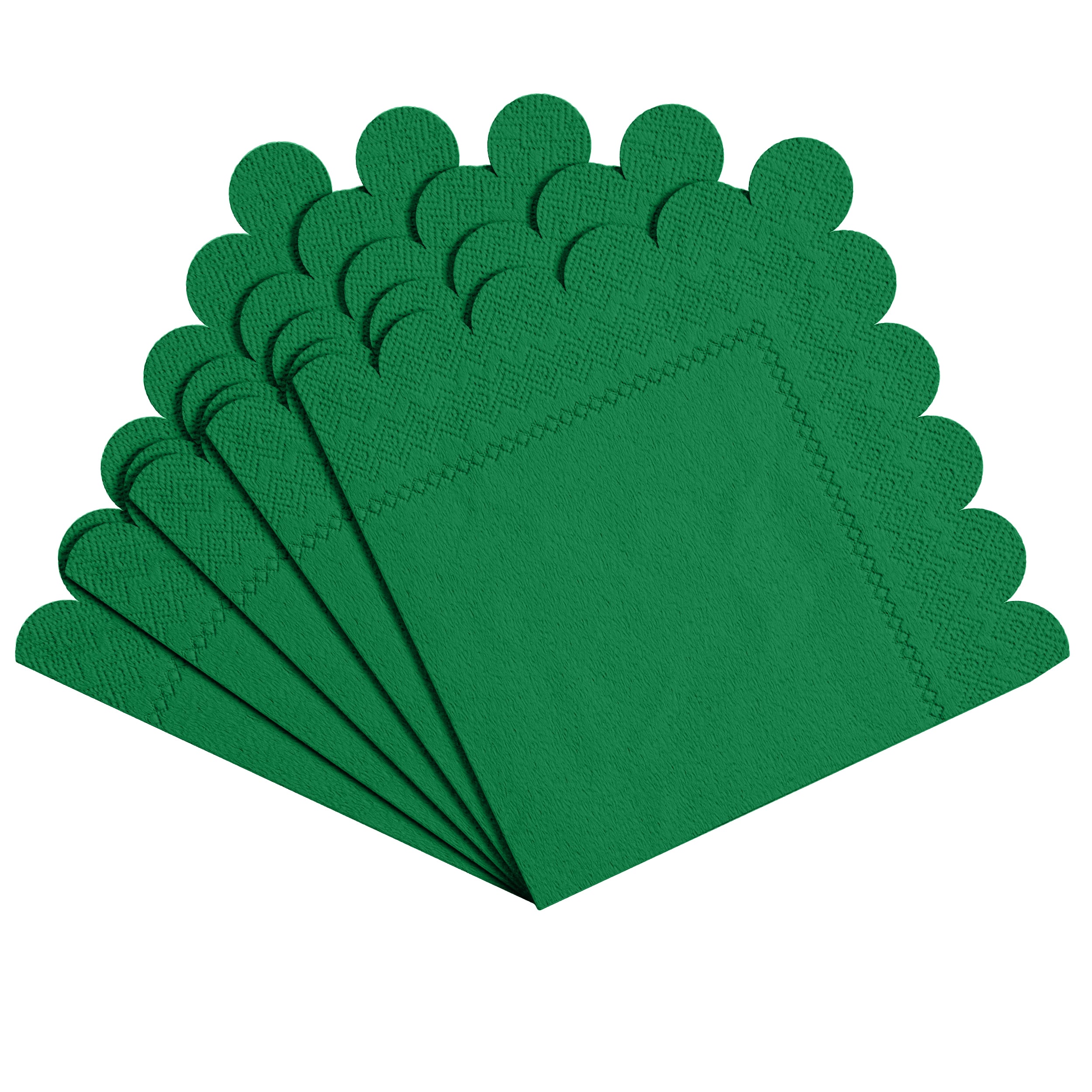 Emerald Green Scallop Beverage Napkins | 100 Count