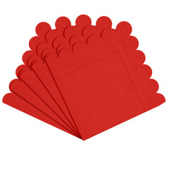 Red Scallop Beverage Napkins | 100 Count