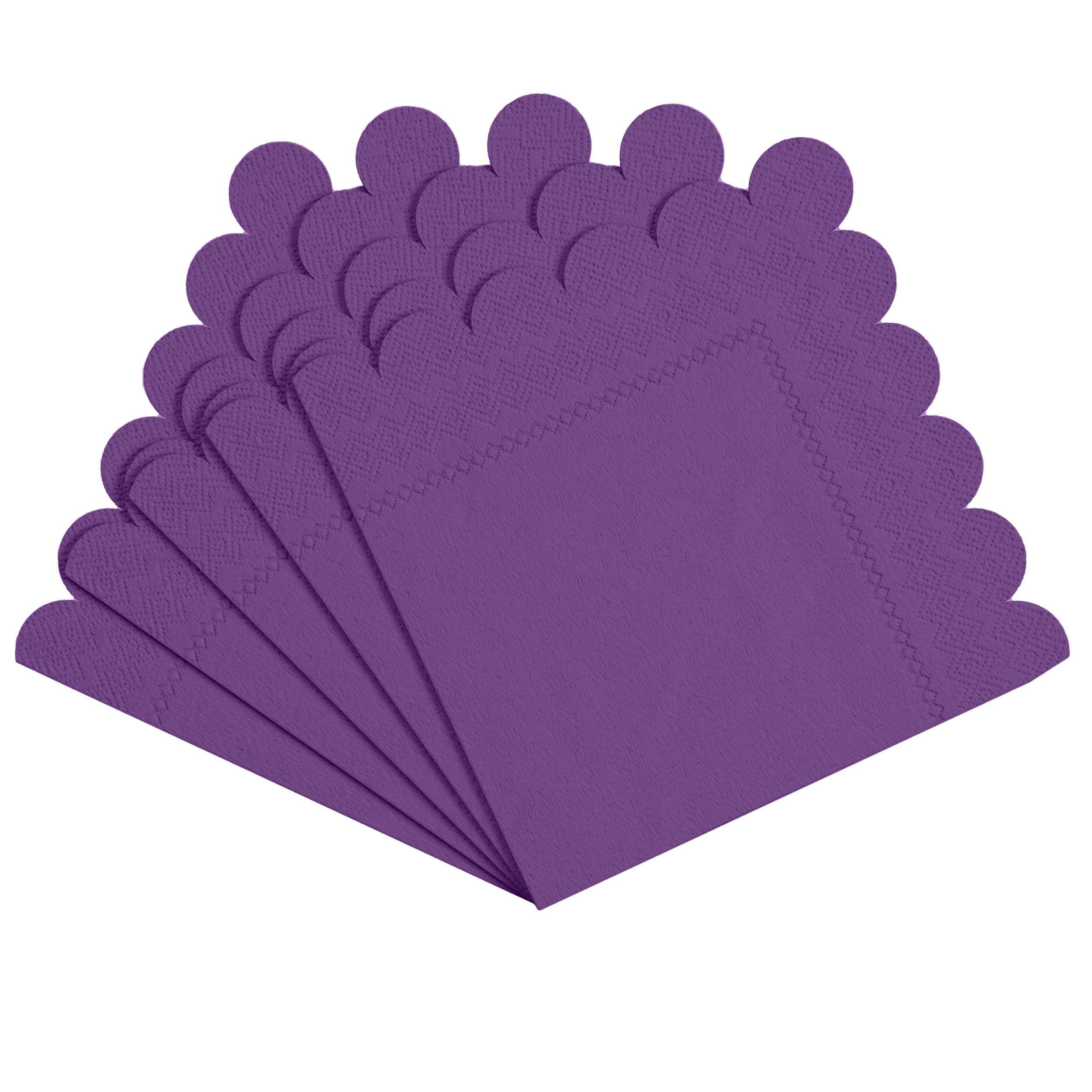Purple Scallop Beverage Napkins | 100 Count
