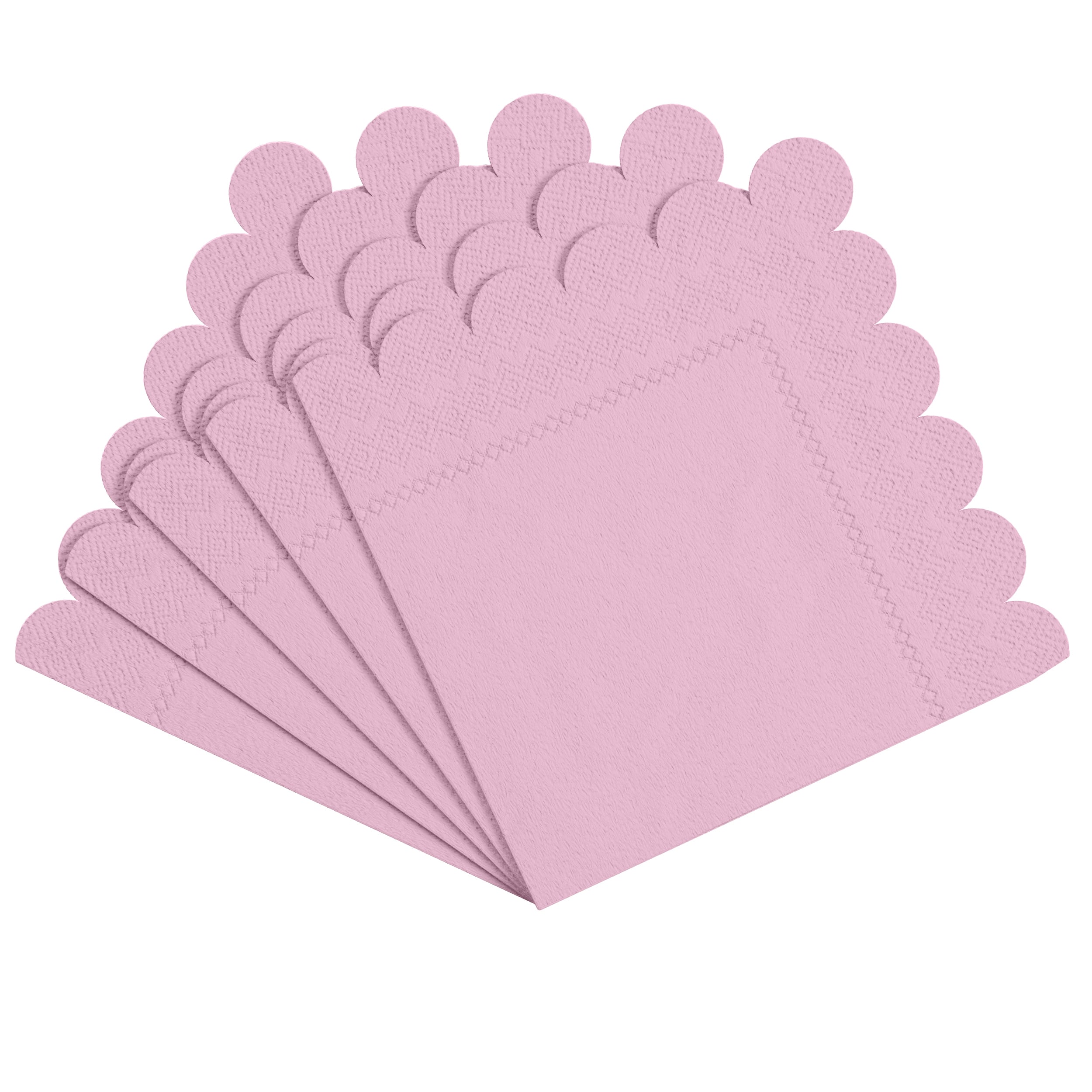 Pink Scallop Beverage Napkins | 100 Count