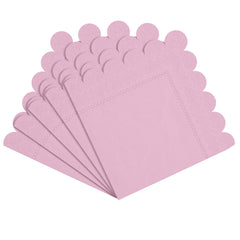 Pink Scallop Beverage Napkins | 100 Count