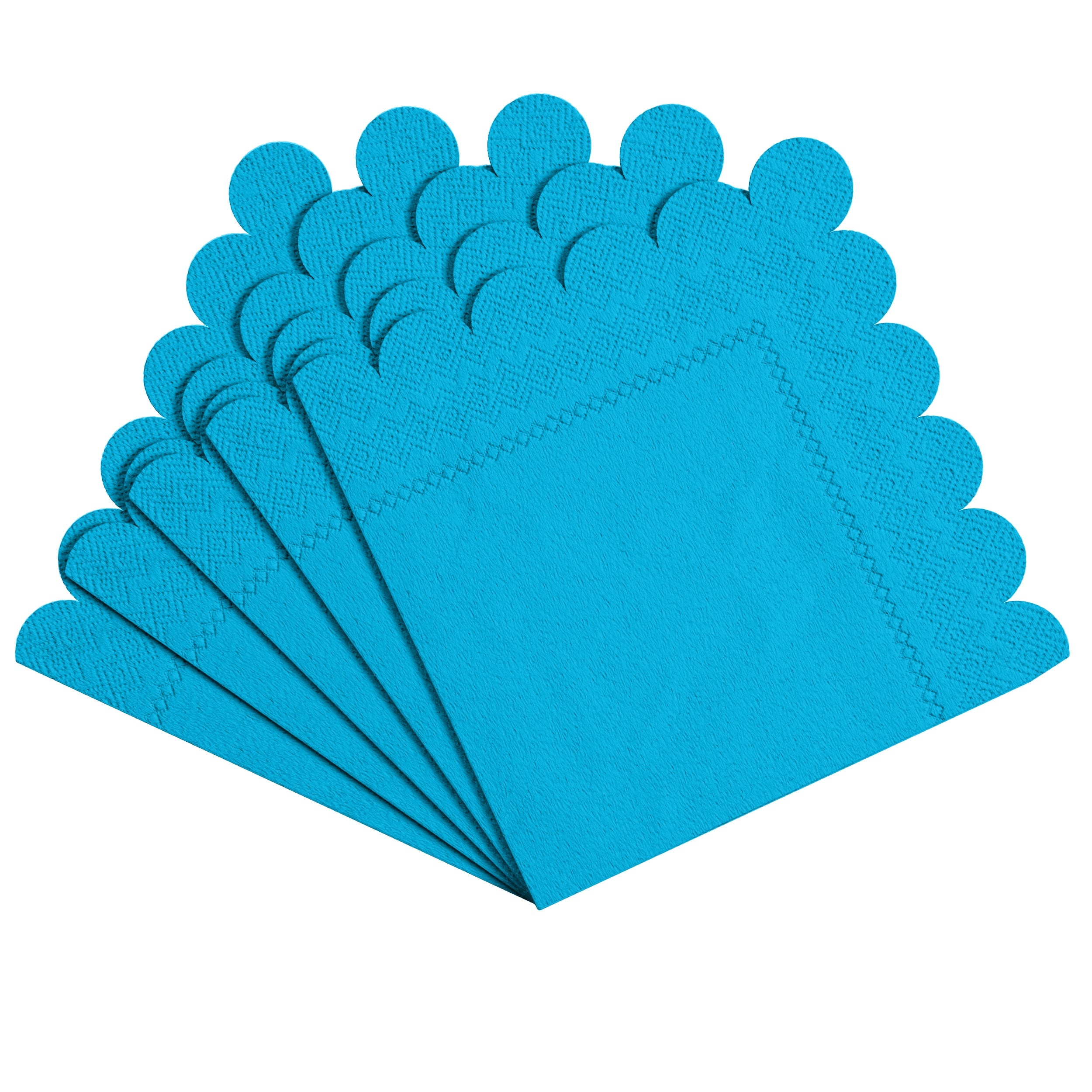 Turquoise Scallop Beverage Napkins | 100 Count