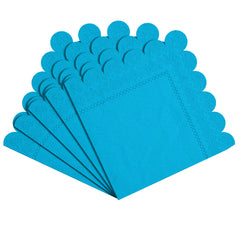 Turquoise Scallop Beverage Napkins | 100 Count