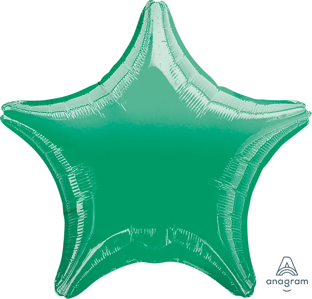 19-Inch Metallic Green Star Foil Balloon - Case of 100