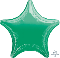 19-Inch Metallic Green Star Foil Balloon - Case of 100