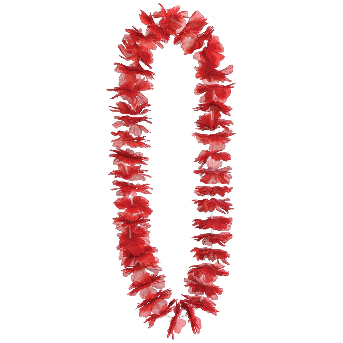 Vibrant Red Lei Necklace - 40 Tropical Accessory - Pack of 6