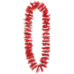 Vibrant Red Lei Necklace - 40 Tropical Accessory - Pack of 12