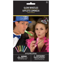 Happy New Year Glow Stick Whistle Necklaces, One Size, 6-pk - Pack of 9