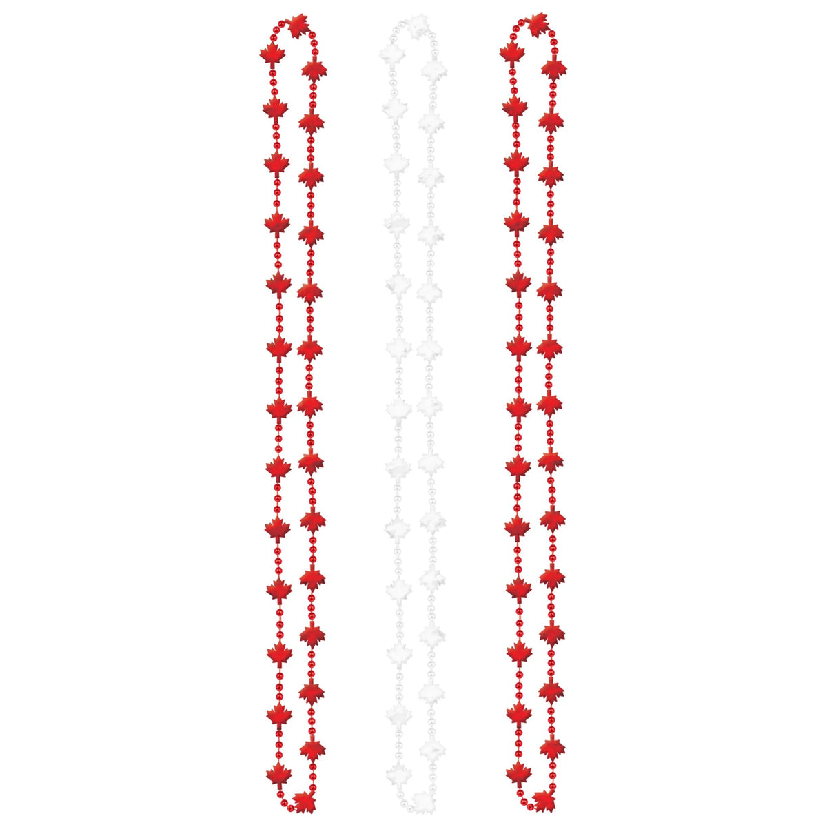 Maple Leaf Bead Necklaces, Red, 3-pk - Pack of 3