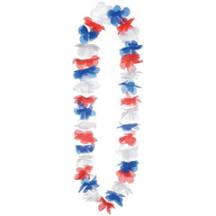 Patriotic Red, White, and Blue Leis - 6 Pack - Pack of 6