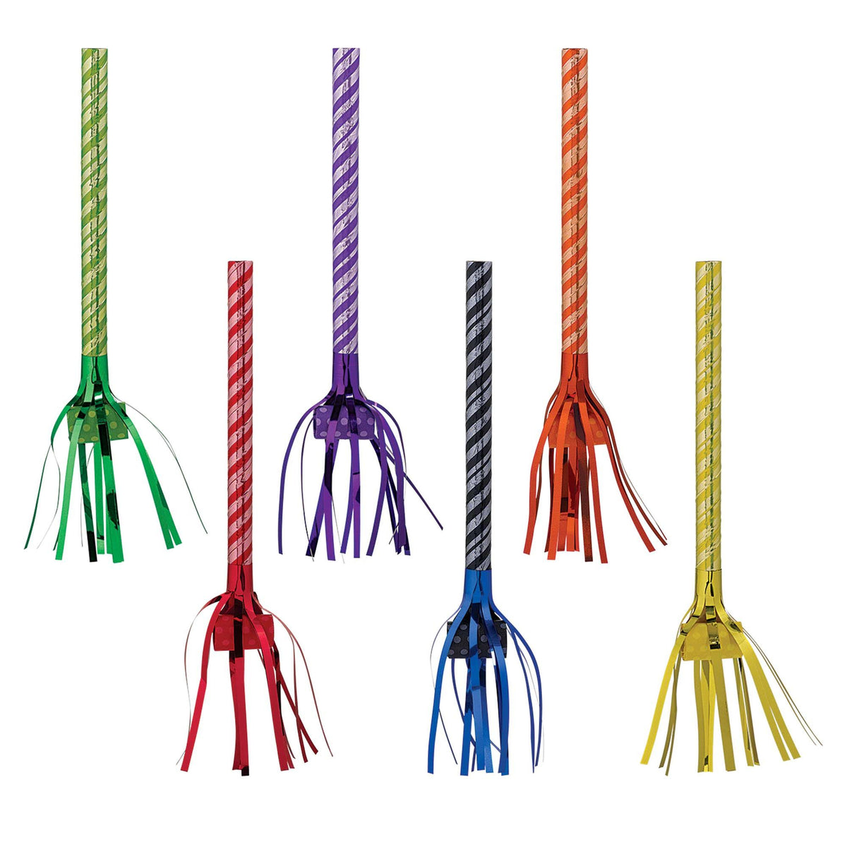 Metallic Striped Blowout Noisemakers, Multi-Colored, 10.5-inch, 8-pk - Pack of 3