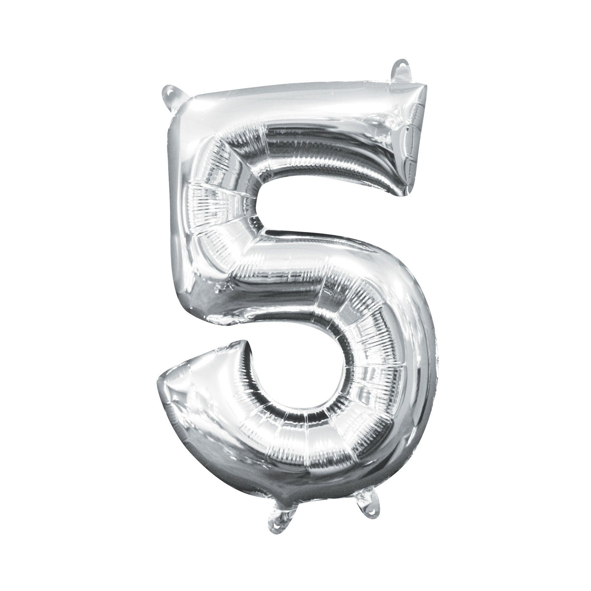 Silver Metallic Number 5 Foil Balloon - Pack of 5