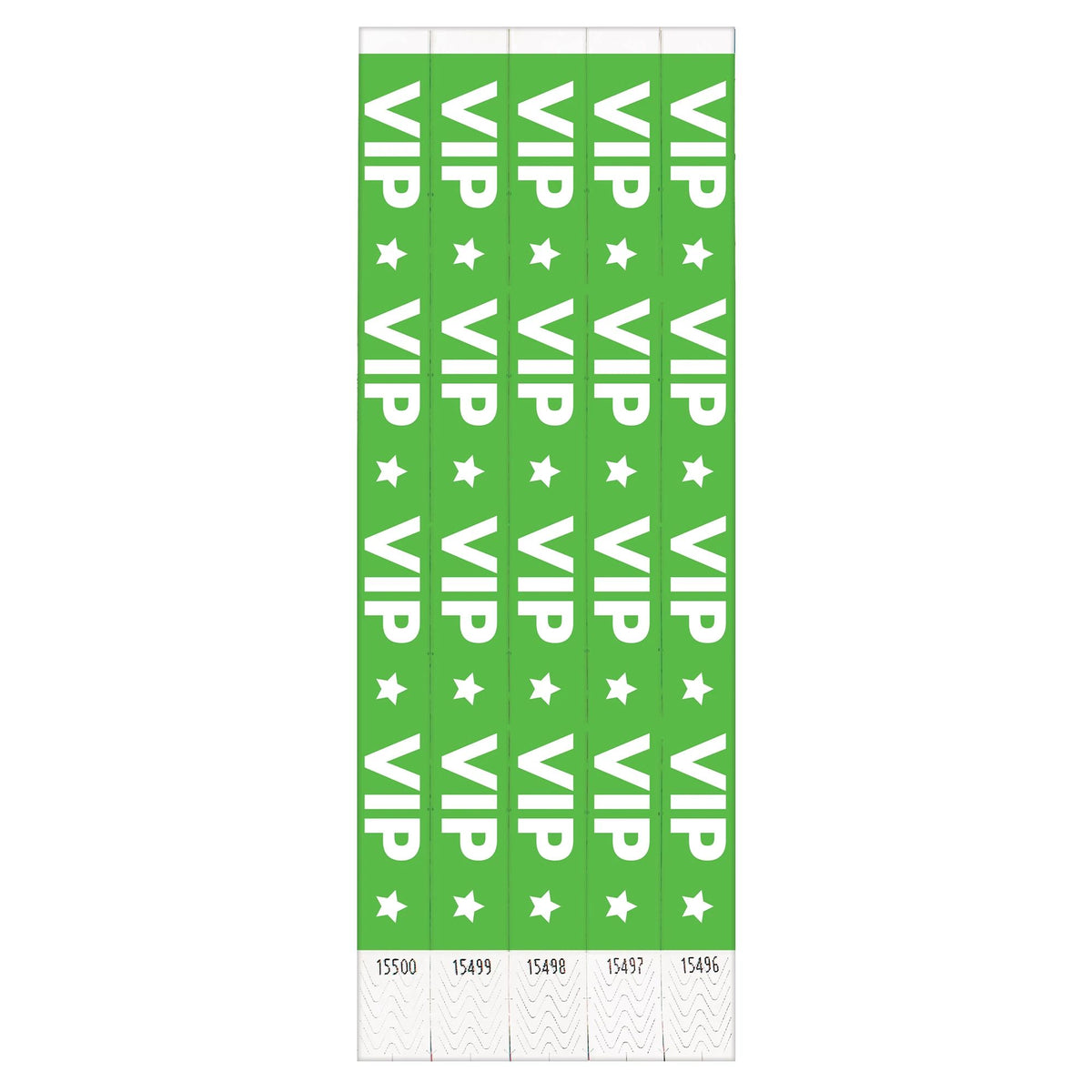 VIP Green Waterproof Wristbands, 10-inch, 500-ct - Case of 10