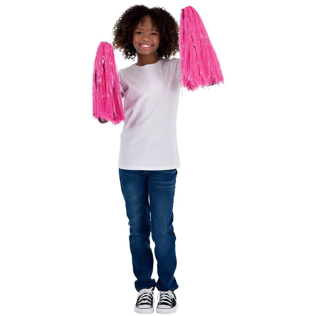 Bright Pink Team Spirit Pom-Poms - 2-ct - Pack of 6