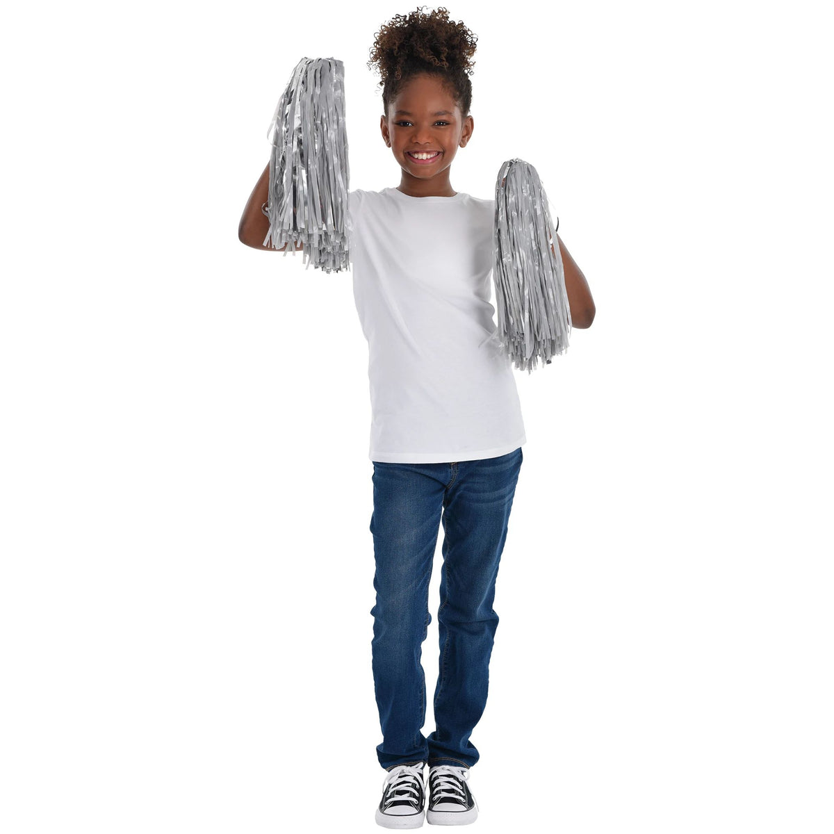 Silver Pom-Poms 2-ct - Team Spirit Accessories - Case of 48