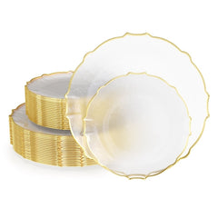 Clear/Gold Petal Plates Combo Pack | 40/40