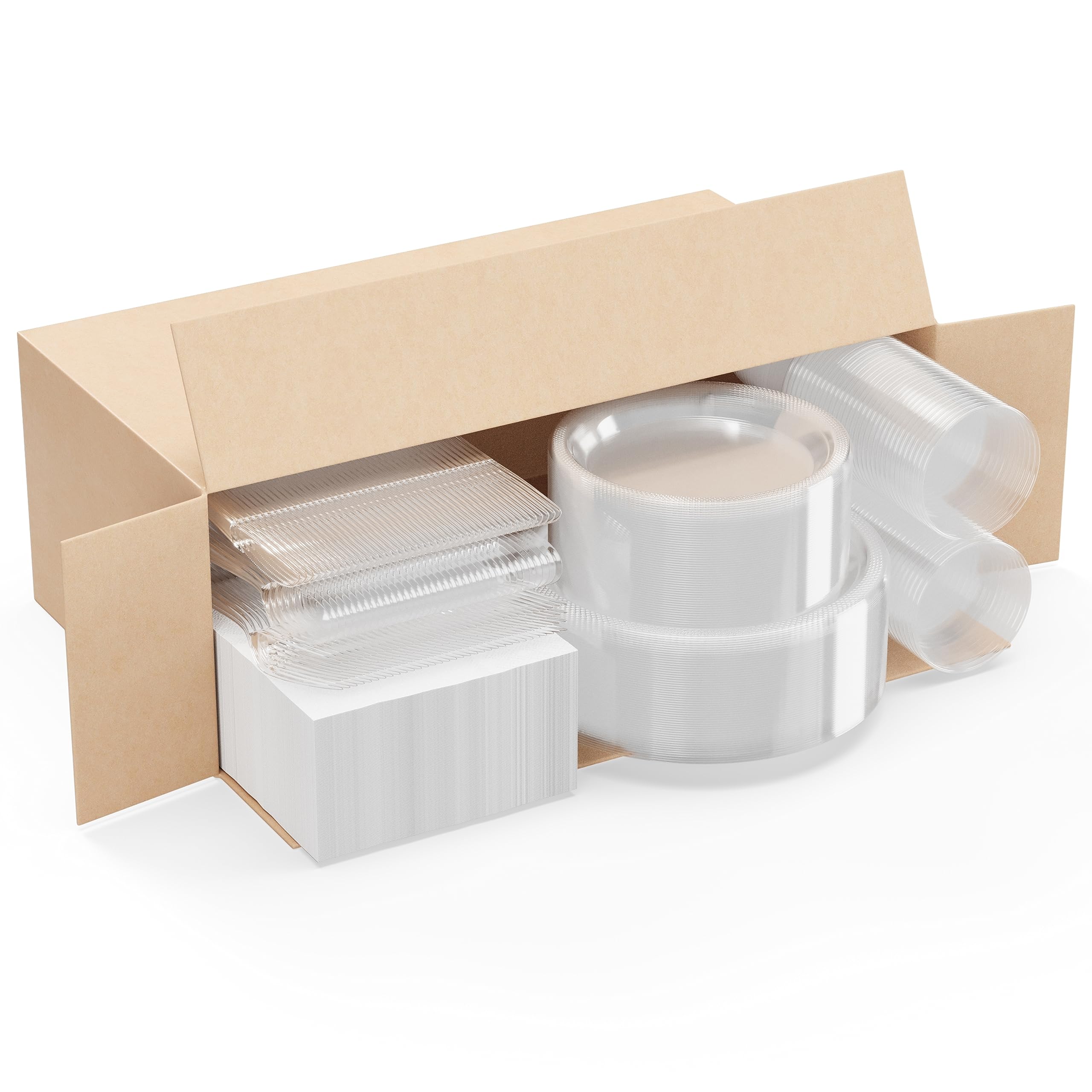 350 Pcs Clear Plastic Disposable Tableware Set