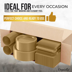 350 Pcs Gold Plastic Disposable Tableware Set