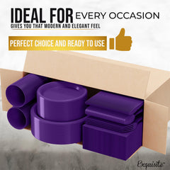 350 Pcs Purple Plastic Disposable Tableware Set