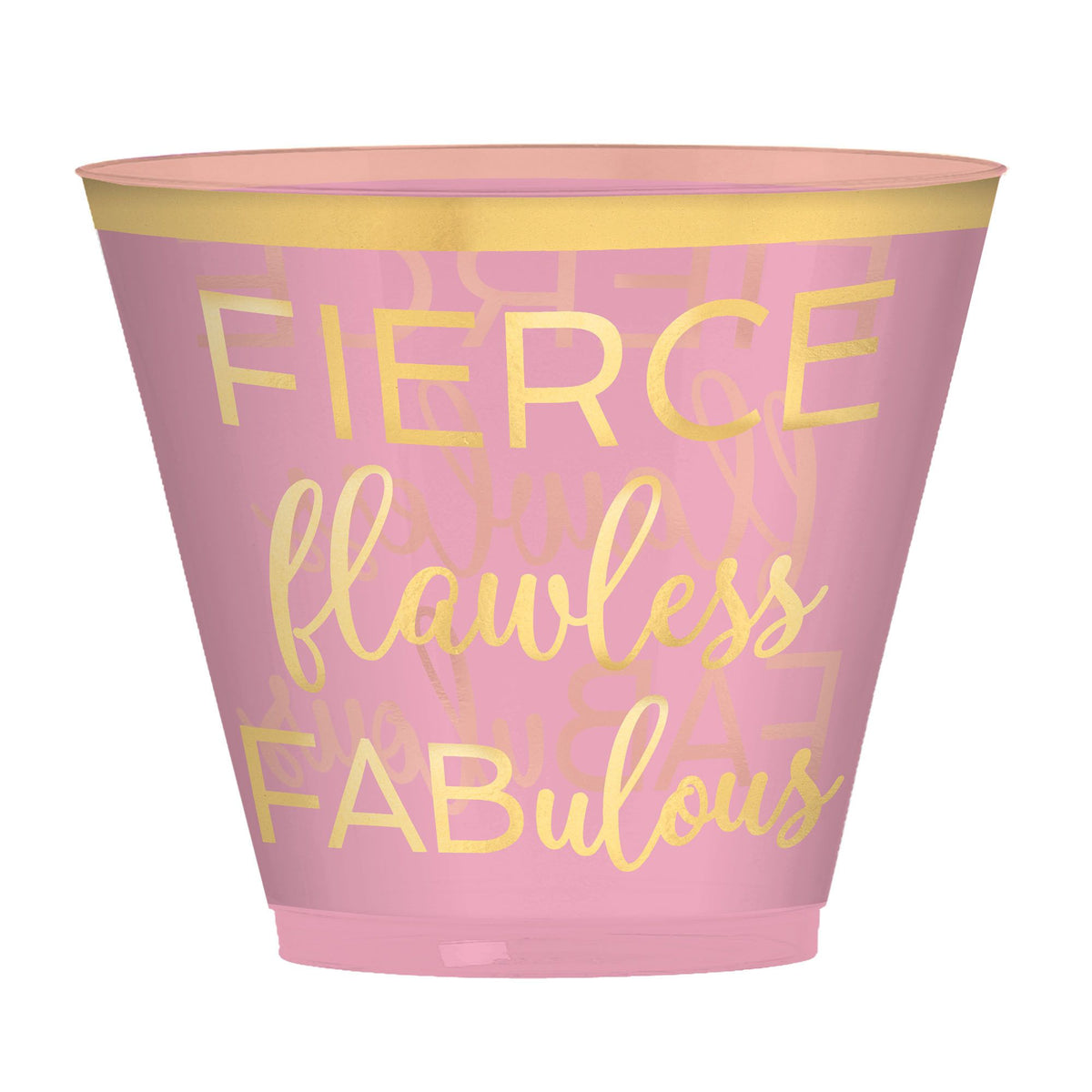 Fierce, Flawless, Fabulous Plastic Tumbler Cups, Pink, 9-oz, 30-ct - Pack of 6