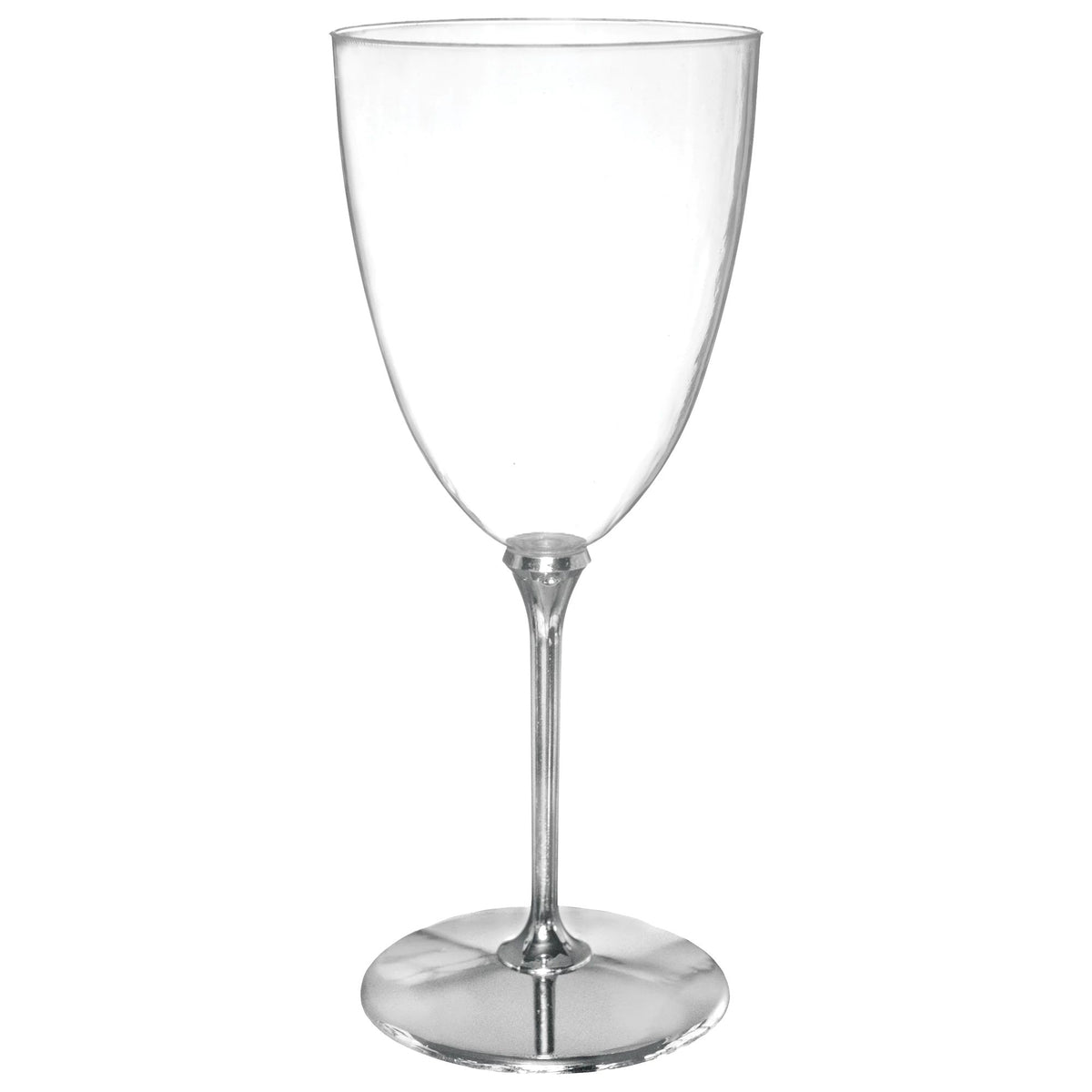 Plastic Reusable Wine Glasses, Clear/Silver, 7-oz, 20-ct - Case of 2