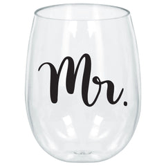 "Mr." Stemless Wine Glass, Clear, 18-oz, 1-ct - Pack of 2