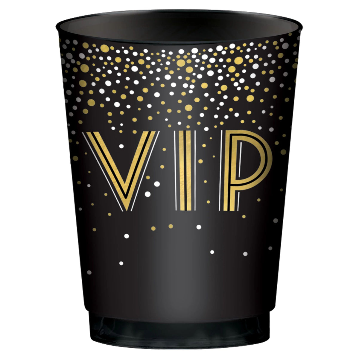 Awards Night VIP Plastic Tumbler Cups, Black/Gold, 10-oz, 20-ct - Case of 24