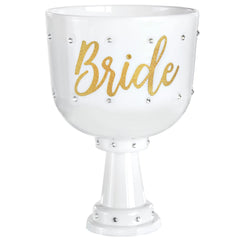 Bride Plastic Reusable Goblet Cup, White, 26-oz - Pack of 4
