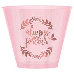 Love & Leaves Always & Forever Plastic Tumbler Cups, Pink, 9 oz, 30-ct - Pack of 6