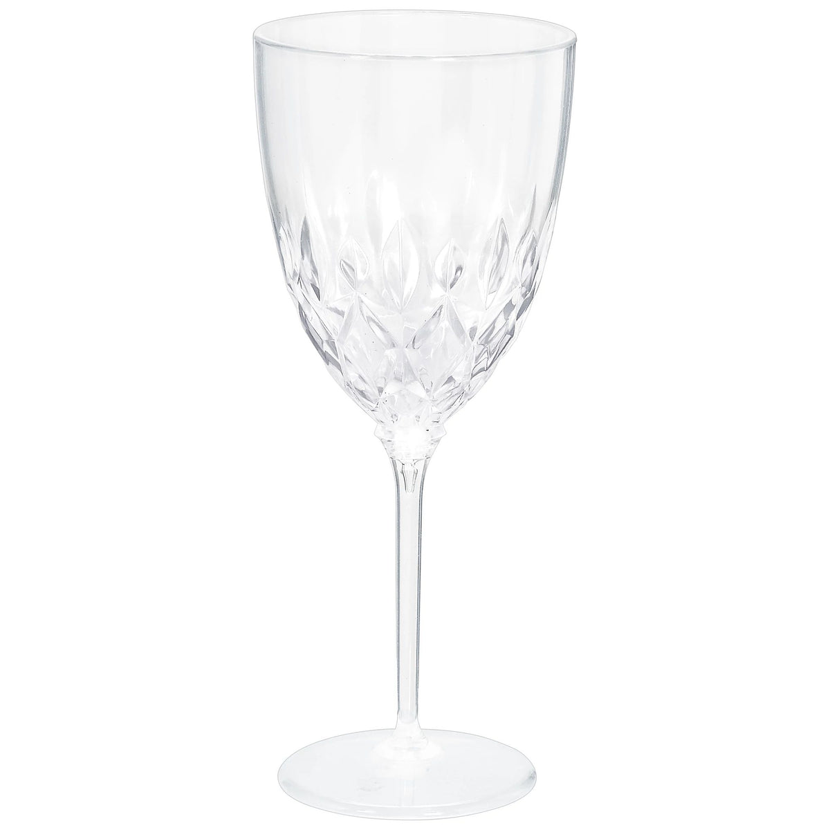 Crystal-Cut Plastic Reusable Wine Glasses, Clear, 8-oz, 20-ct - Case of 2