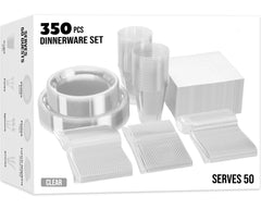 350 Pcs Clear Plastic Disposable Tableware Set