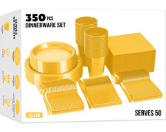 350 Pcs Yellow Disposable Tableware Set