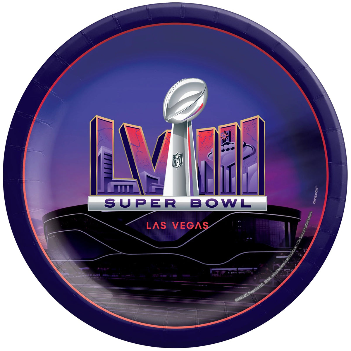 Super Bowl LVIII 6.75-inch Round Paper Plates, 8-ct - Case of 72