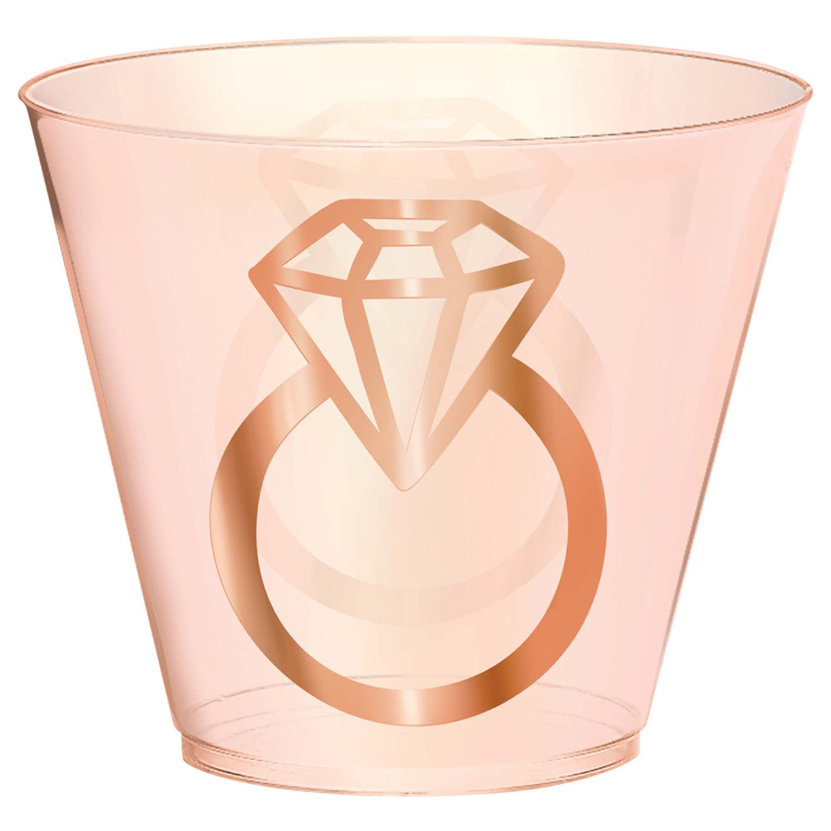 Plastic Tumbler Cups, Rose Gold Diamond Ring, 9-ounce, 30-ct - Pack of 6
