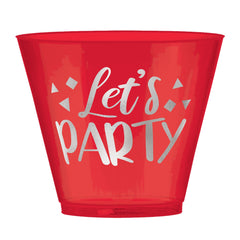 "Let's Party" Reusable Plastic Tumbler Cups, Red, 9-ounce, 30-ct - Pack of 6