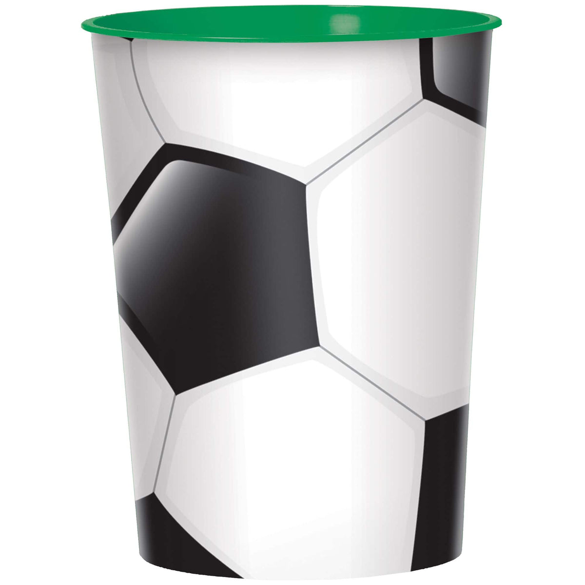 Soccer Ball Plastic Favor Cup, Green/Black/White, 16-oz - Pack of 12