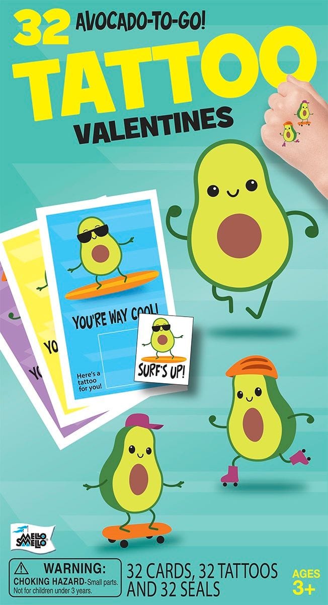 Valentines Avocado Tattoo Exchange Cards Kit - Pack of 2