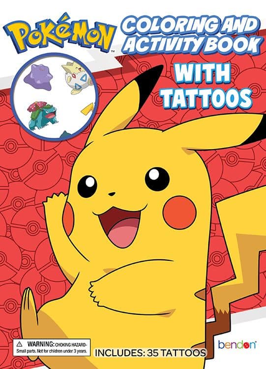 Pokemon Color Activity Book with Tattoos - Pack of 6