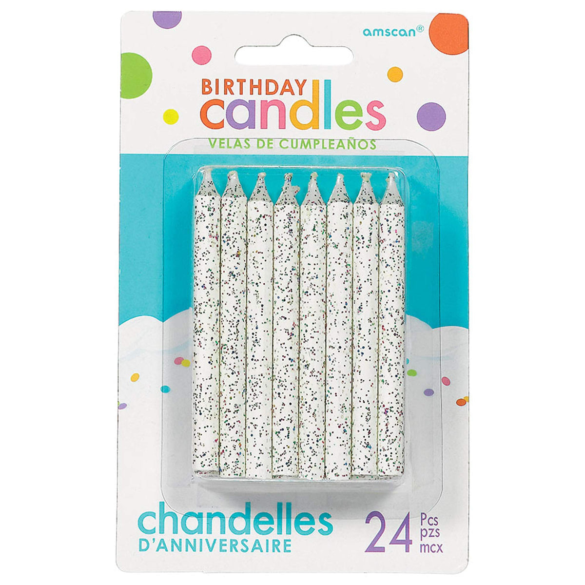 Large White Glitter Spiral Birthday Candle, 24-ct - Pack of 4