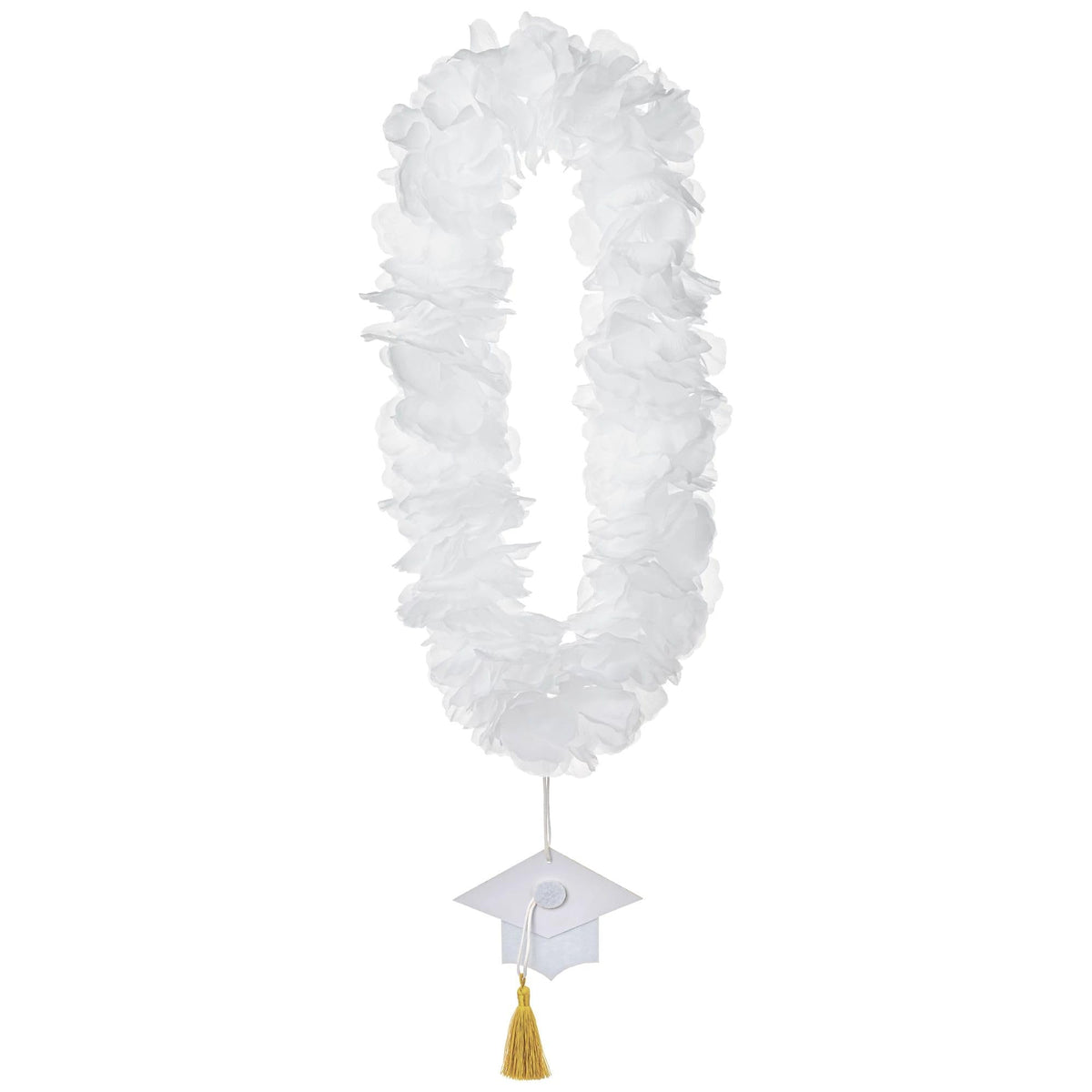 White Graduation Celebration Lei Necklace - Pack of 6