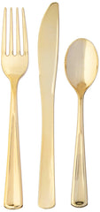 Premium Gold Plastic Cutlery Set | 96 Forks, 48 Spoons, 48 Knives