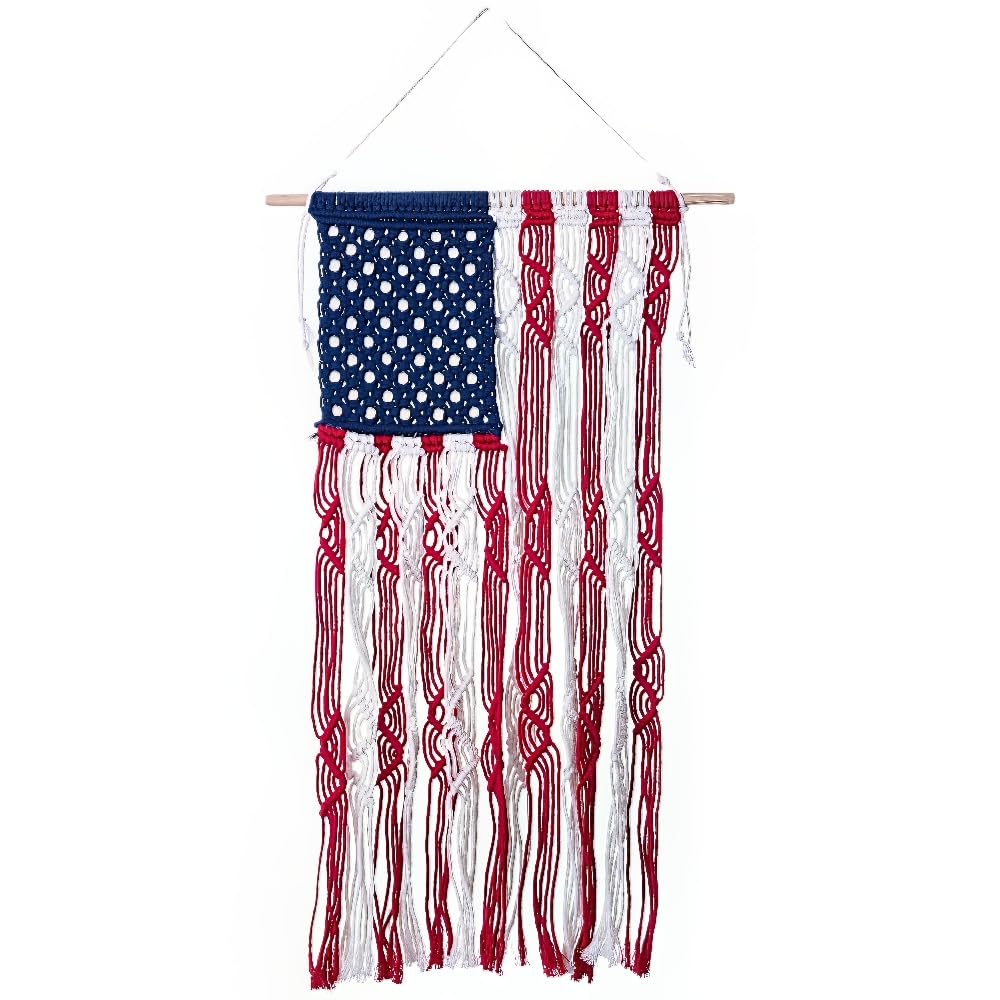 Patriotic Macrame Flag Wall Hanging - Pack of 3