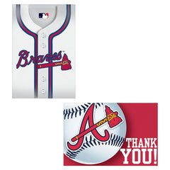 Atlanta Braves MLB Invitation & Thank You Card Set - Pack of 12