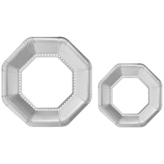 Premium Silver Octagonal Paper Plates | 120 10 In. + 120 7.5 In.